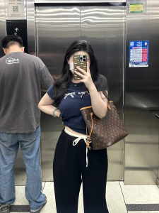 plus Size Butterfly Shoulder Short Sleeve T-Shirt Women Summer New Korean Version round Neck Short Style Inner Wear Dark Blue Top