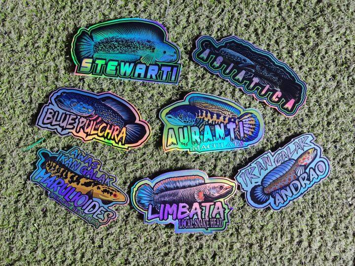 hologram bentuk , sticker, stiker ikan Channa