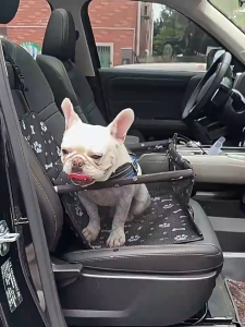 HATELI Dog Car Seat Puppy Portable Pet Booster Cat Puppy Car Seat with Clip-On Safety Leash and PVC Support Pipe Anti-Collapse Perfect for Small Pets