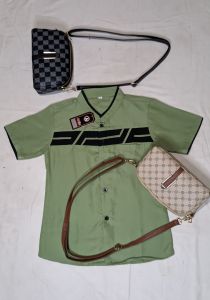 Baju Koko Couple Lengan Pendek Ayah Anak Syubannul Muslimin Kombinasi Motif Miror