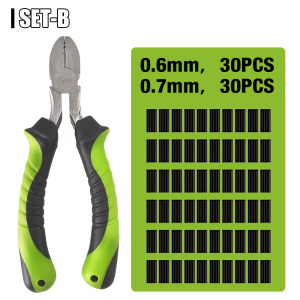 Multi-Functional Fishing Pliers Fishing Line Crimping Pliers Chod Hook Remover Includes 30 0.6mm and 30 0.7mm Crimping Rings