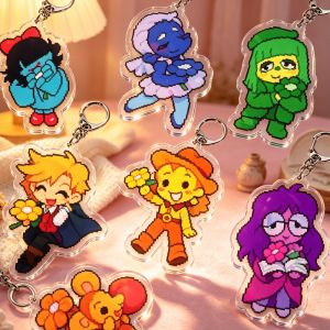 Bandai | for Deltarune Chapter 5 Game Peripheral Seven Colored Flowers Acrylic Keychain Backpack Decoration Pendant Cute Festival Gift