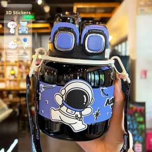 Childrens Food Grade 316 Stainless Steel Insulated Water Bottle Straw Cup School Specialty Girl Student Drinking Flask Container