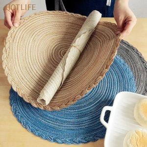 Modern Nordic Style 38cm Food Standard Grade PP Round Placemat Thermal insulator Anti-scald Mat For Dining Table Kitchen Mat