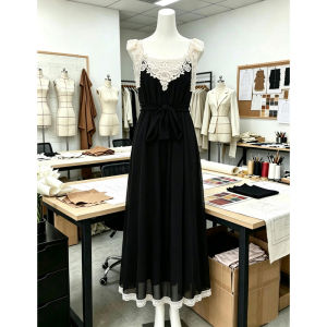 LIRUSHAN | Đầm Camisole Voan Đen Giảm Cân