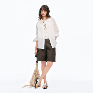 DUSHU | Sun Protection Elegant Lace Insert Ice Blue Shirt