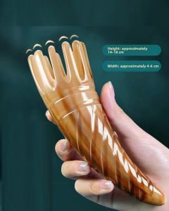 MONLEYTA | Authentic Cow Horn Comb Hair Massage Tool Womens Special Round Tube Gua Sha Scrubbing Brush Head Meridian Washing Comb