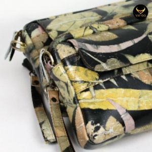[VALQO] AMORA Ecoprint Tas Wanita Kulit Sapi Clutch Pouch Cewek Perempuan