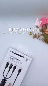 Blaupunkt 3-in-1 Multi-Connector Cable - Durable Design for Fast Charging and Reliable Performance.