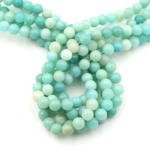Natural Blue Amazonite Stone Round Loose Gemstone Beads for Jewelry Making Needlework DIY Bracelets Necklace Crafts Accessories