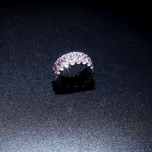Hip Hop Pink Oval Ring Copper Set Zircon Lovers European and American Simple Personality Ring