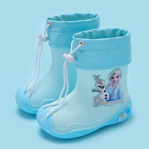 Princess Style Baby Rain Boots Anti-Slip Children Water Shoes Girls Boys Toddler Shoes Comfortable All Season Plastic Sole