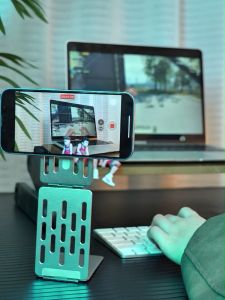 Oatsbasf Có Thể Gập Lại Kim Loại Điện Thoại Đứng Với Lưu Trữ Thẻ