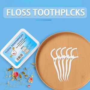 50 ชิ้น กล่อง วัสดุเกรดอาหาร ไหมขัดฟันชนิดด้าม ไม้จิ้มฟันสำหรับพกพา ชนิดด้าม เส้นกลม และแบน สะอาดสดชื่นปกป้องฟัน
