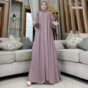 Dress Cerutty Muslim Wanita Remaja Dewasa Kekinian Ld 130 Jumbo Polos Simple Pesta Mewah Elegan