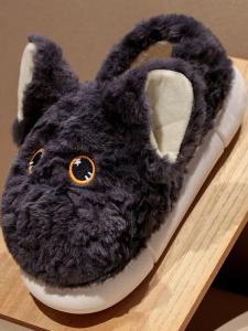 รองเท้าแตะผ้าฝ้ายหนาสำหรับผู้หญิงในบ้าน รองเท้าแตะขนนุ่ม รองเท้าแตะแมวเดนมีหัวเข็มขัด รองเท้าแตะฤดูหนาว รองเท้าแตะสำหรับกลางแจ้ง