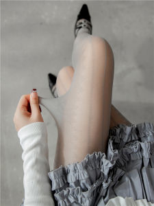 Grey Lace Trim Leggings Thin Pantyhose Women Spring Autumn White Stockings JK Tights Miu Series Base Layer Socks Underwear