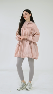 XEXYMIX Airy Balloon Shirring Hooded Long Jacket Olahraga Wanita - XFK1JL1106