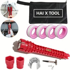 8-in-1 Faucet Sink Installer Tool Multifunctional Plumbing Repair Installation Hand Tool for Toilet Bowls  Thread Seal Tape