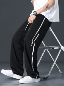 Ice Silk Casual Sports Pants Summer Thin Straight Leg Long Pants for Junior And High School Students Quick Dry Teenage Boys Pants