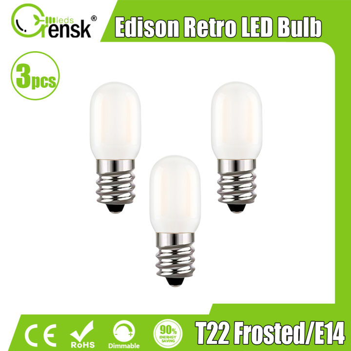 3pcs Dimmable E12 E14 LED Mini Edison Bulb 1W T22 Frosted Filament Bulb ...