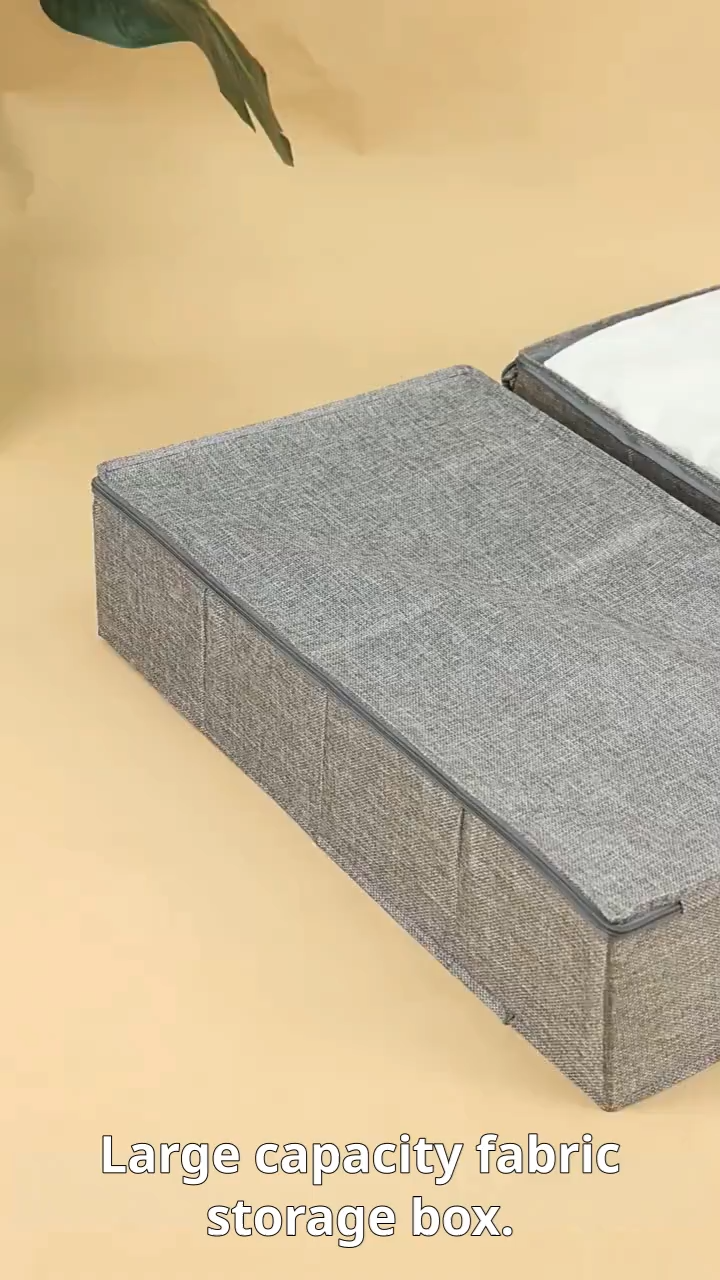 Foldable dustproof covered fabric under bed clothes and bedding organizer box