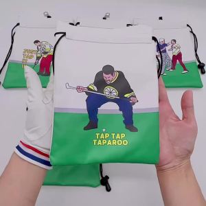 Funny Golf Valuables Pouch PU Leather Golf Tee Pouch with Drawstring Closure Golf Ball Handbag Portable Ball Pouch