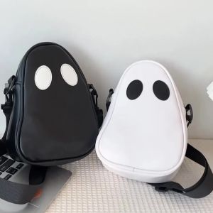New Halloween shoulder bag fun and cute ghost color blocking splicing diagonal cross bag PU small bag for both men and women