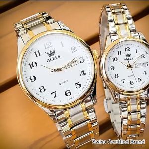 OLEVS 5567 Couple WristWatch Water Resistant Feature Alloy Material Stainless Steel Watch For Lover