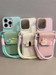 Cute 3D Cartoon Animal Phone Case Female Style Leather Anti-Fall Protection for  17Promax 16Pro New Model 15Pro Womens Model 12  11 Creative XS Protection 14Pro Case