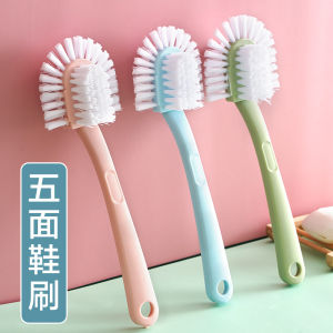 Long Handle Five-Sided Shoe Brush Soft Bristle Plastic Laundry Baby Friendly Non-Damaging Shoe Cleaner for Home Use