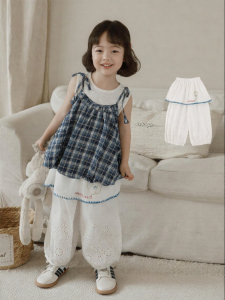 YOEHYAUL | Breathable Loose Lace Embroidered Pants for Girls