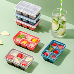 3-in-1 6 Grid Square Silicone Mold with Lid 6 Even Ice Cube Tray Set Ice Cube Tray Ice Maker