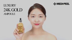 💰เซรั่มทองคำ💰MEDI-PEEL Luxury 24K Gold Ampoule 100ml. แอมพูลบำรุงผิวอันดับ 1 จากเกาหลี ผสมทองคำ  1 ขวด