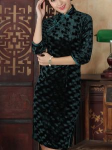 Womens Slim Fit Qipao Skirt Short Sleeve Midi Dress Street Style mid Waist Other Material 100% Summer Fashion 25-35 Years Old