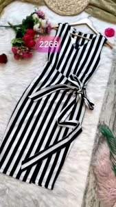 MYDU SHOP – Đầm Sọc MS 2268 – Thiết Kế Cổ Tim Nơ Eo Tôn Dáng