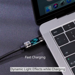 ESSAGER 100W/5A Kabel Pengisian Cepat Tipe C Untuk Tipe C Kabel Pengisian Tampilan Digital USB2.0/480Mbps