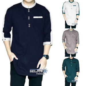 Koko Zaka Lengan 3per4 QURTA PAKISTAN Super Jumbo Baju Pria Muslim Terlaris Termurah Dan Terbaru M L XL XXL XXXL / SELJUK FASHION