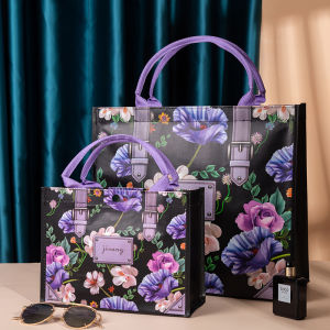 Dung Tích Lớn Hoa Hồng Hoa Eco Túi PP Bền Túi Tote Nữ Có Dây Kéo Bảo Quản Du Lịch Có Thể Tái Sử Dụng Dày Chắc Chắn Vải Mua Sắm Túi