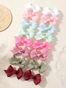 16pcs/Set Handmade Cute Colorful Ribbon Hair Bows Clips for Baby Girls Hairpin Barrettes Headwear Hair Accessories