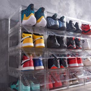 FULL ACRYLIC Magnetic FRONT DROP Shoe Box Shoebox Storage Box Container Kotak Kasut