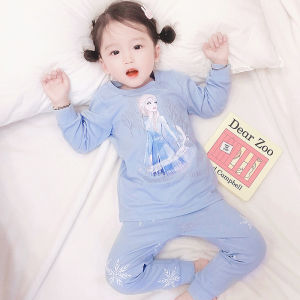 Princess Elsa Childrens Sleepwear Set Long Sleeve Pure Cotton Overhead Baby Girl Home Clothes Suit Comfortable Moisture Wicking