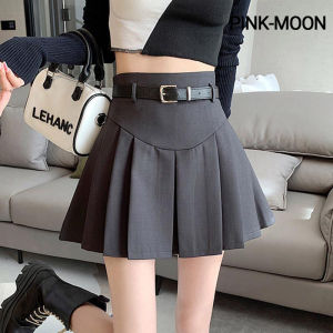 PM✿ Short skirt womens high waisted pleated skirt spicy girl A-line skirt belt style