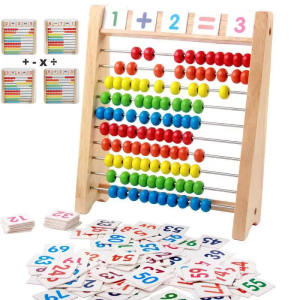 Classic Wooden Educational Counting Toy 100 Beads Preschool Math Learning Toys Montessori Number Arithmetic Abacus Toddler Gift