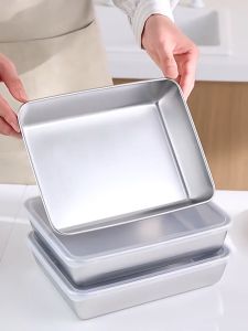 304 Stainless Steel Style Tray Food Storage Box with Lid Household Fresh-keeping Box Fridge Frozen Storage BoxTray BBQ Food Trays with Lid Fruit Containers Food Trays for Picnic Ja