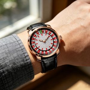 AILANG | AILANG Mens Casual Fashion Fully Automatic Mechanical Watch with Wheel Design Leather Strap