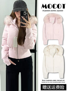 เสื้อแจ็คเก็ตผ้าฝ้ายแบบมีฮู้ดขนสัตว์สีชมพู Little Seagull อบอุ่น ทรงสลิมฟิต สำหรับฤดูหนาว 2025 ฤดูหนาว 2025