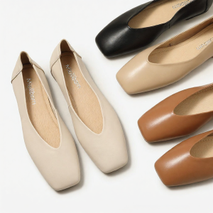 MIOLLIBARN | Easy-to-wear Square-toe Soft Sheepskin Flat Shoe