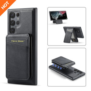 Samsung S24u/S25 Magnetic Absorption Card Holder Phone Case Full Cover Protective Shockproof Stand Function Car Magnetic Charging