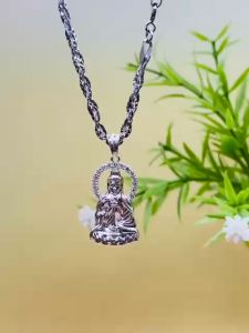 Dây chuyền bạc xi bạch kim nam nữ kiểu xoắn tròn chạm size 3li Mặt dây chuyền bạc mạ vàng trắng kiểu mẹ quan âm Vòng cổ bạc thật xi kim thiết kế sang trọng và đẳng cấp - KIM LỘC PHÁT DXT